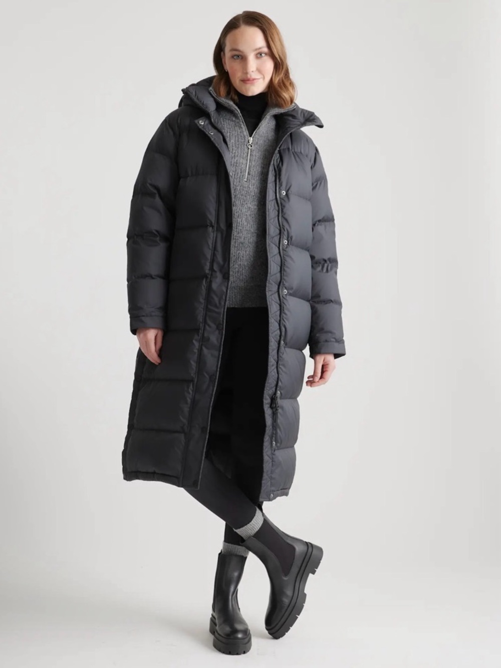 Quince NWOT Responsible Down Long Puffer Coat in Black size Small 382